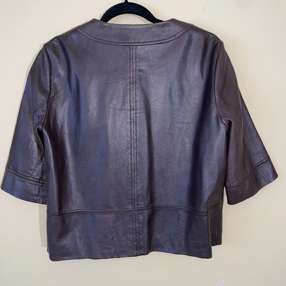Michael Kors Deep Brown Genuine Leather 3/4 Sleeve Jacket Size Large - Picture 6 of 14